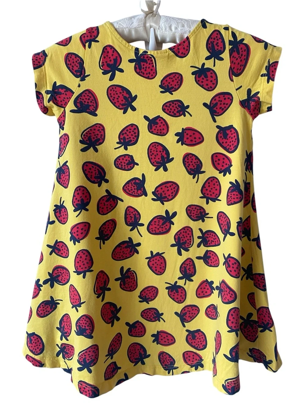 Hanna Andersson Girls Dresses (2) strawberry print and a red stripe long sleeve